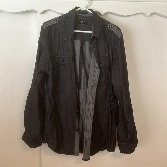 Eighty-Eight Platinum Mens Long Sleeve Shirt Size L Black Button Up - Picture 2 of 6